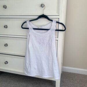 White cotton eyelet lace tank